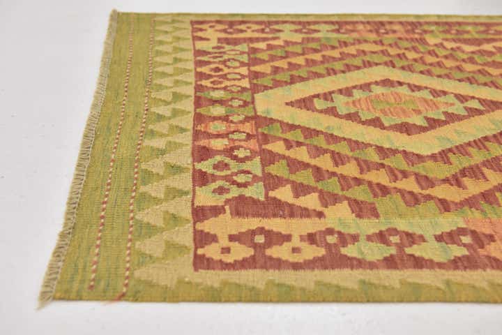 2' 10 x 4' Hand Woven Kilim Waziri Wool Rug