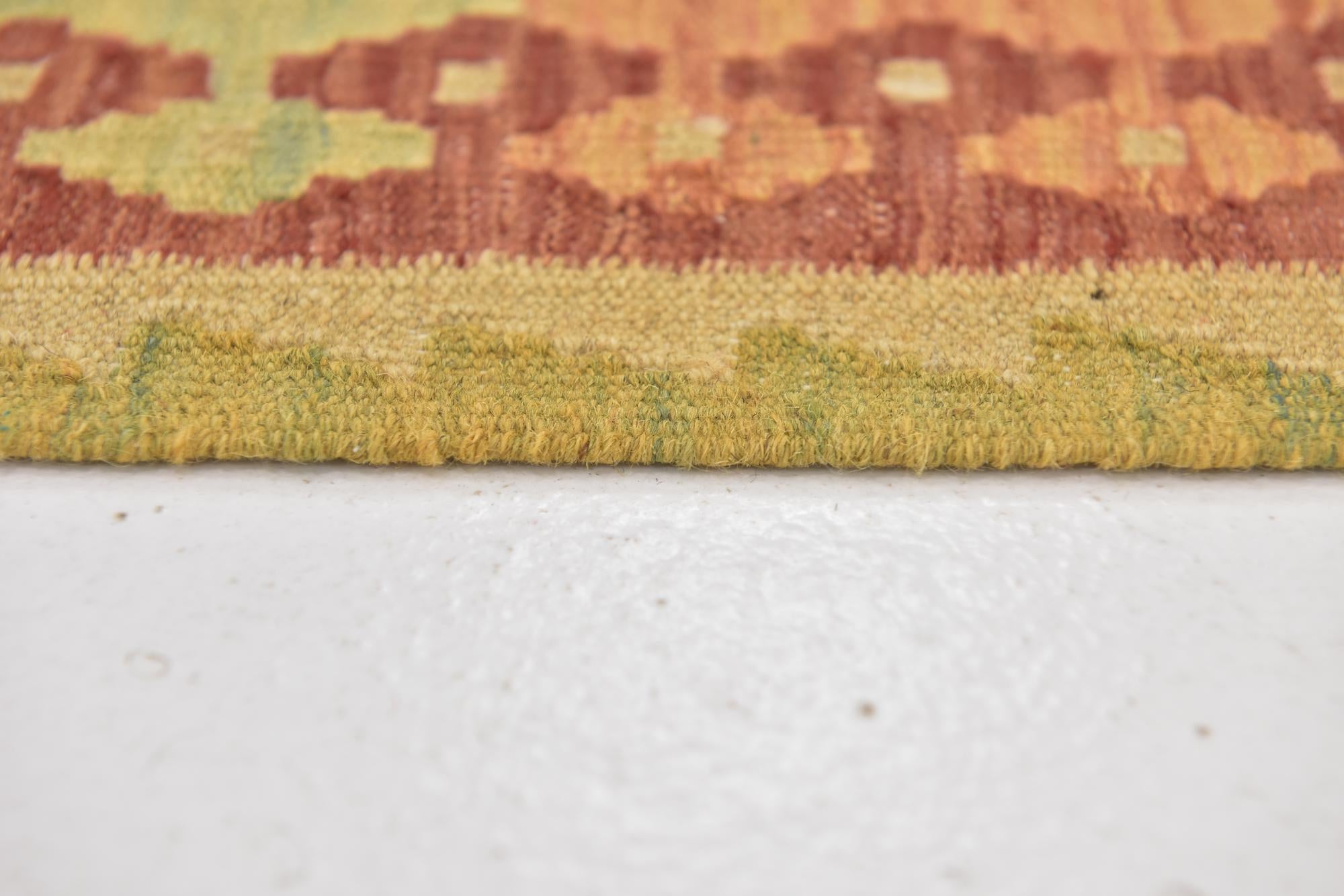 2' 10 x 4' Hand Woven Kilim Waziri Wool Rug