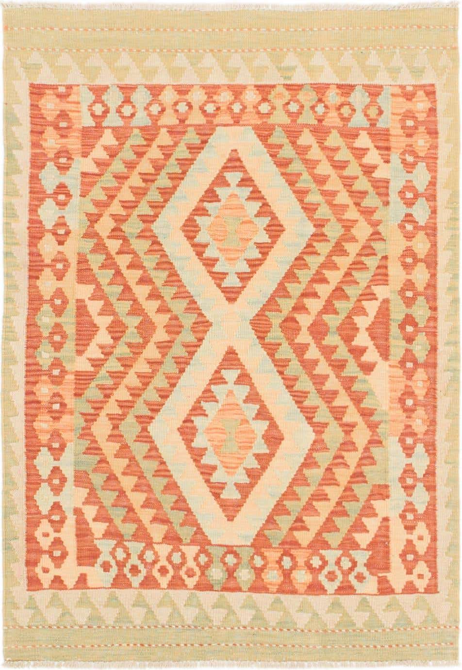 2' 10 x 4' Hand Woven Kilim Waziri Wool Rug