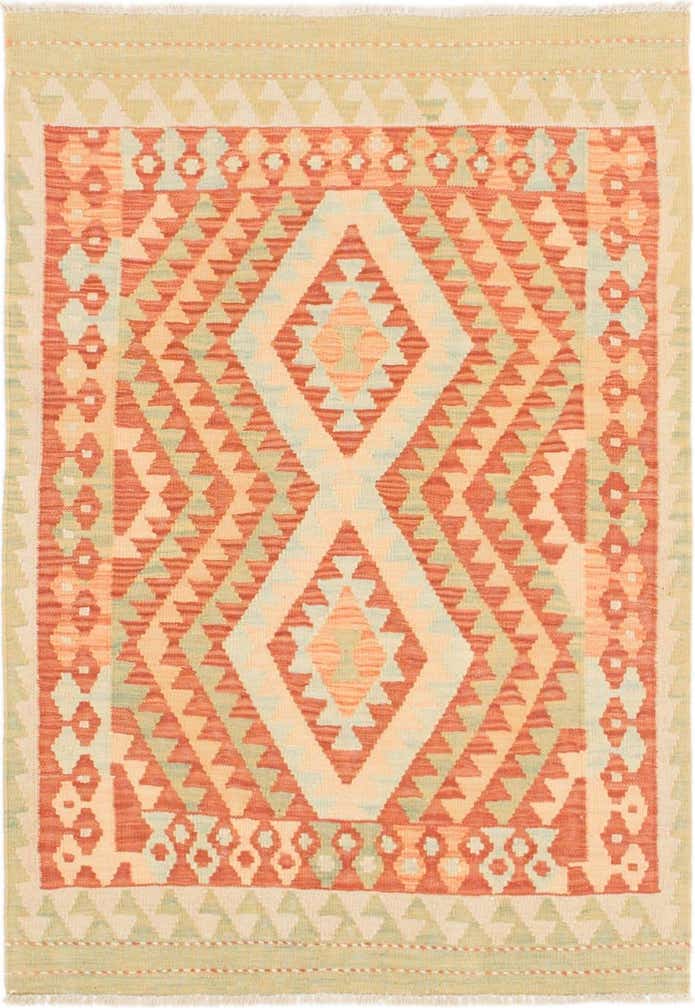 2' 10 x 4' Hand Woven Kilim Waziri Wool Rug