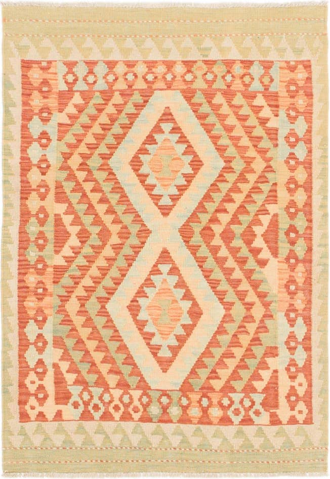 Detail image of 2' 10 x 4' Hand Woven Kilim Waziri Wool Rug