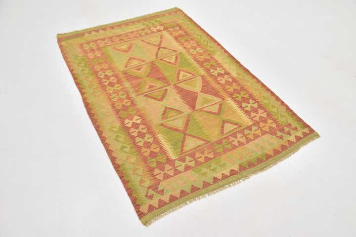 3' 3 x 4' 8 Hand Woven Kilim Waziri Wool Rug