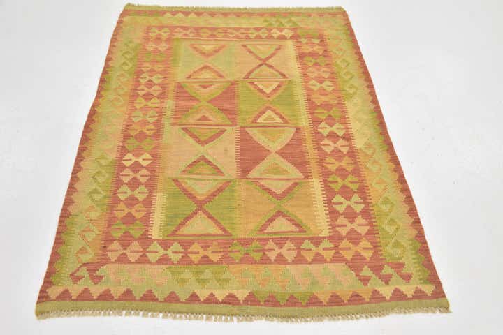 3' 3 x 4' 8 Hand Woven Kilim Waziri Wool Rug