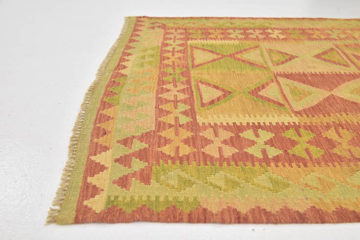 Detail image of 3' 3 x 4' 8 Hand Woven Kilim Waziri Wool Rug