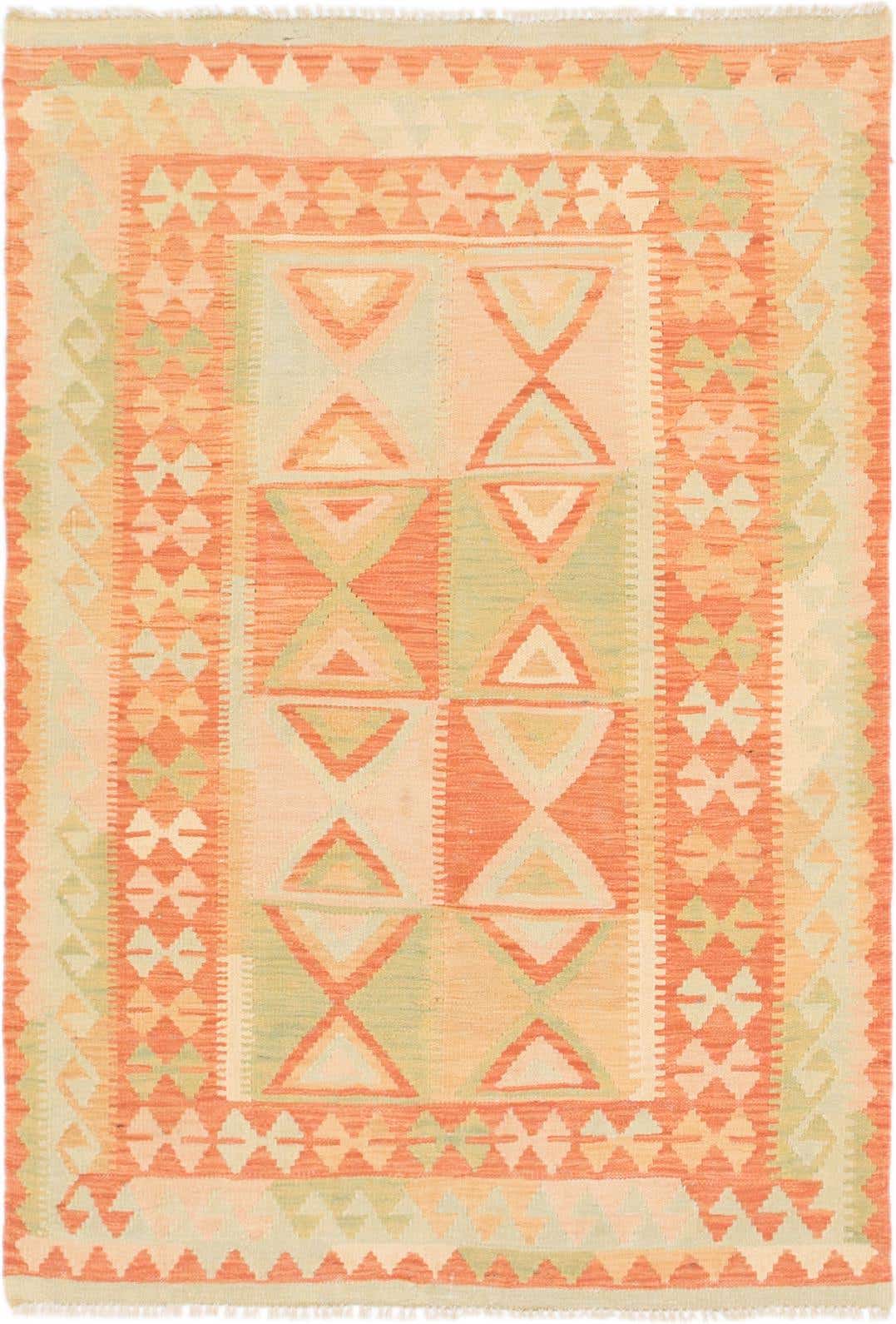 3' 3 x 4' 8 Hand Woven Kilim Waziri Wool Rug