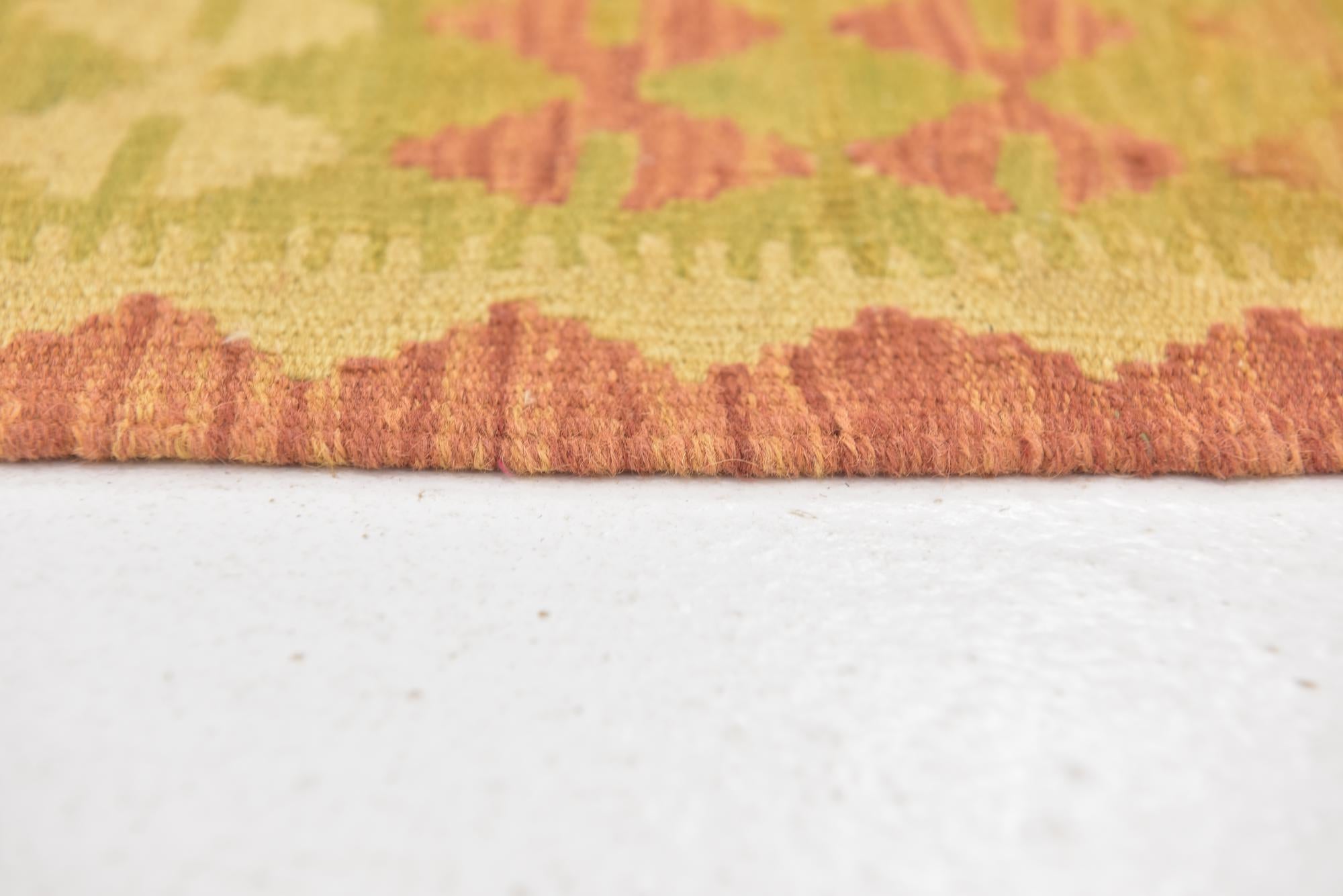 3' 3 x 4' 10 Hand Woven Kilim Waziri Wool Rug