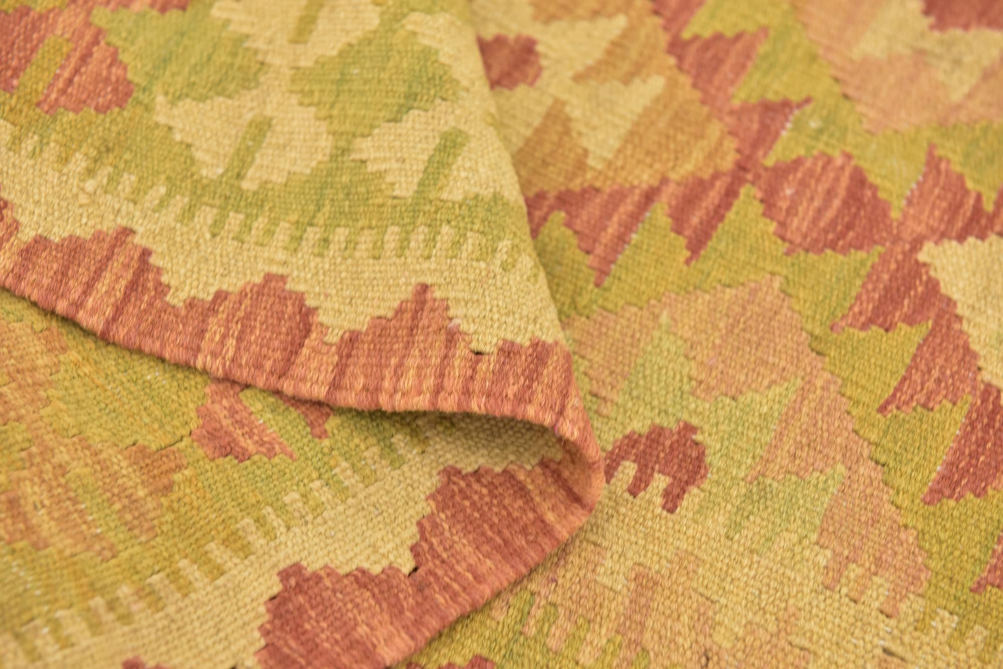 3' 3 x 4' 10 Hand Woven Kilim Waziri Wool Rug