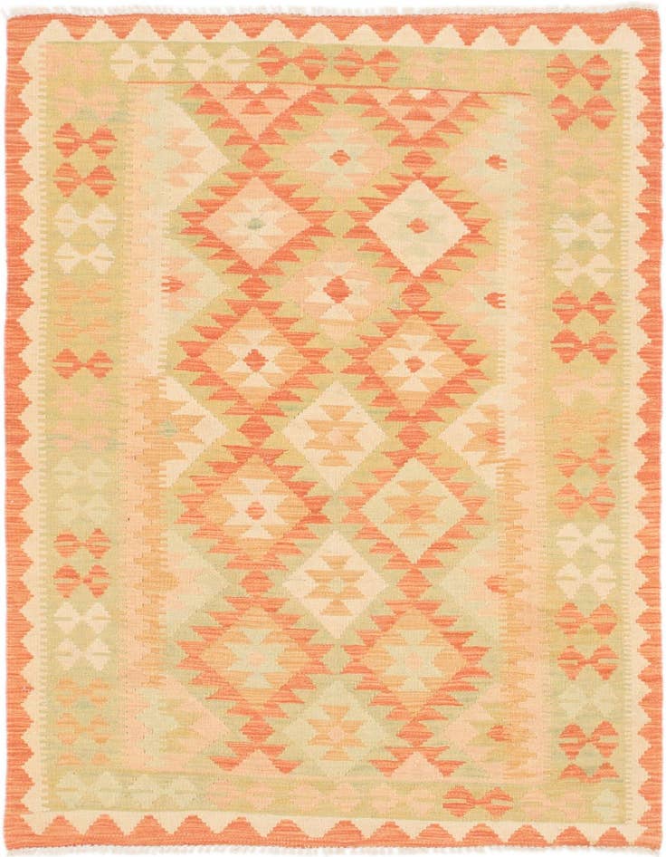 Detail image of 3' 3 x 4' 10 Hand Woven Kilim Waziri Wool Rug