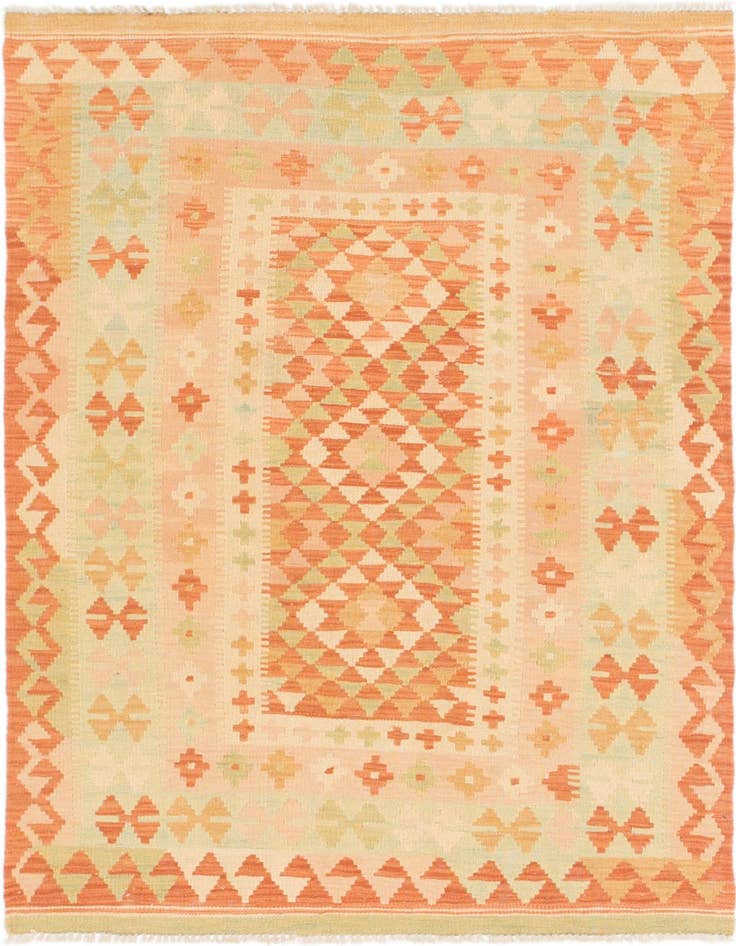 Detail image of 3' 3 x 4' 8 Hand Woven Kilim Waziri Wool Rug