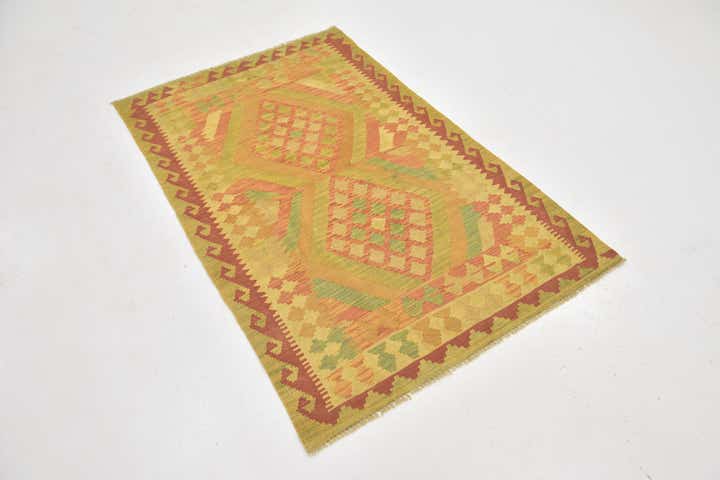 3' 3 x 5' 2 Hand Woven Kilim Waziri Wool Rug