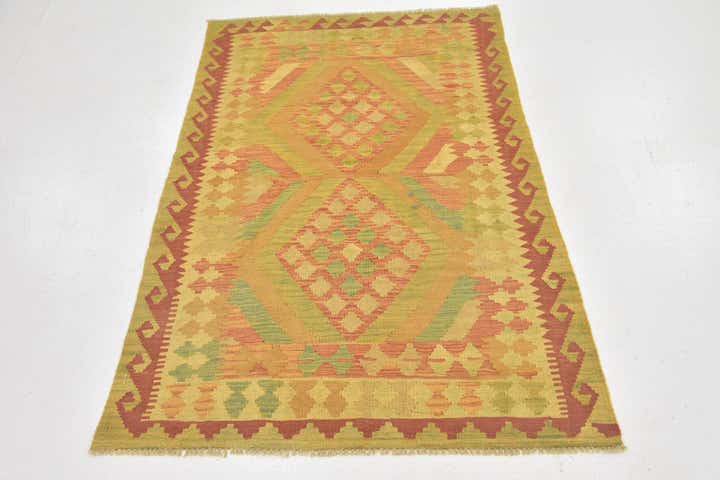 3' 3 x 5' 2 Hand Woven Kilim Waziri Wool Rug