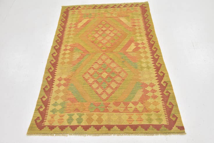 Detail image of 3' 3 x 5' 2 Hand Woven Kilim Waziri Wool Rug