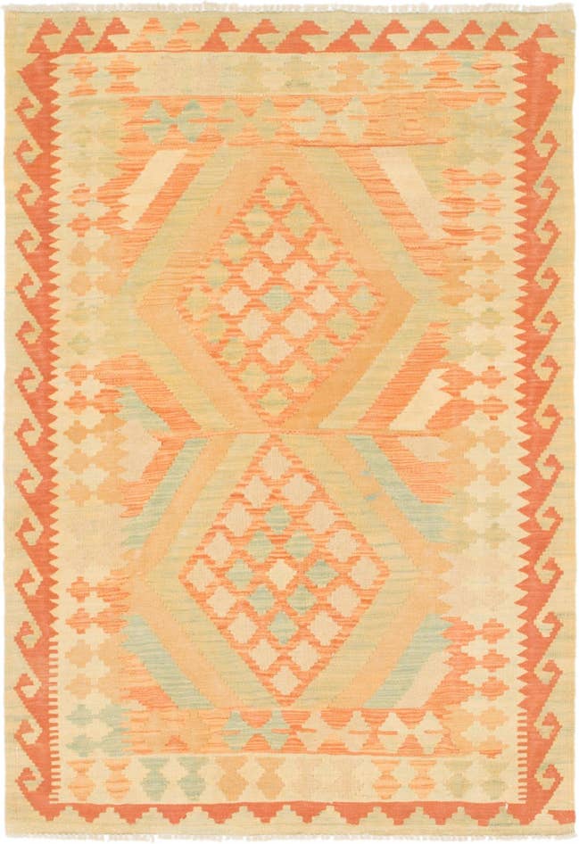 Detail image of 3' 3 x 5' 2 Hand Woven Kilim Waziri Wool Rug