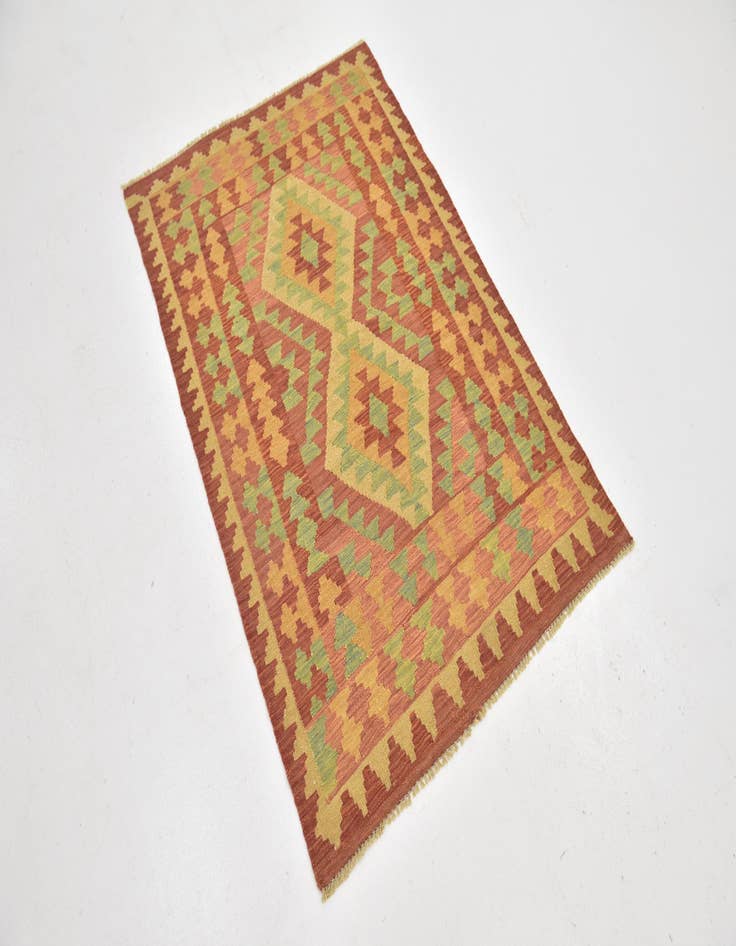 Detail image of 3' 2 x 5'  Hand Woven Kilim Waziri Wool Rug