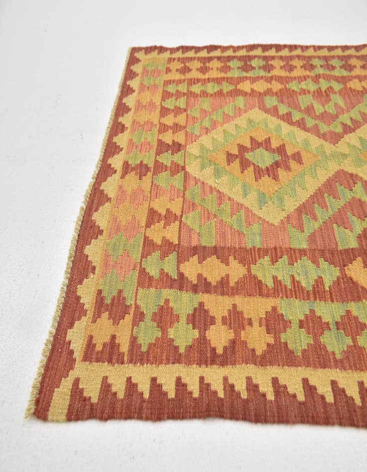Detail image of 3' 2 x 5'  Hand Woven Kilim Waziri Wool Rug