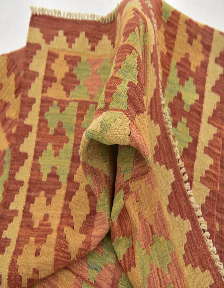 Detail image of 3' 2 x 5'  Hand Woven Kilim Waziri Wool Rug