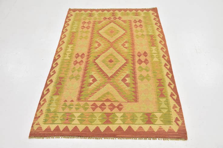 Detail image of 3' 3 x 5' Hand Woven Kilim Waziri Wool Rug