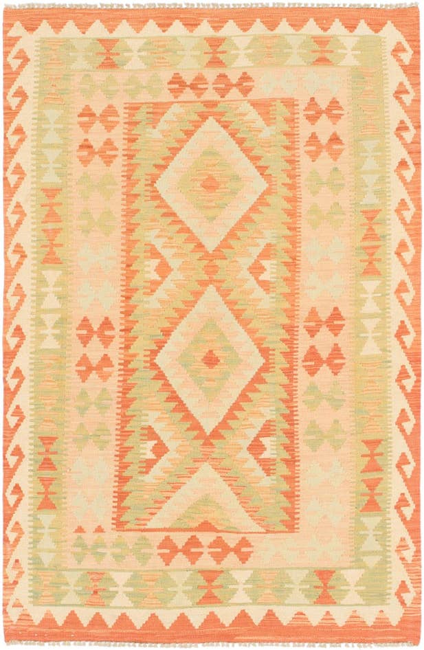 Detail image of 3' 3 x 5' Hand Woven Kilim Waziri Wool Rug