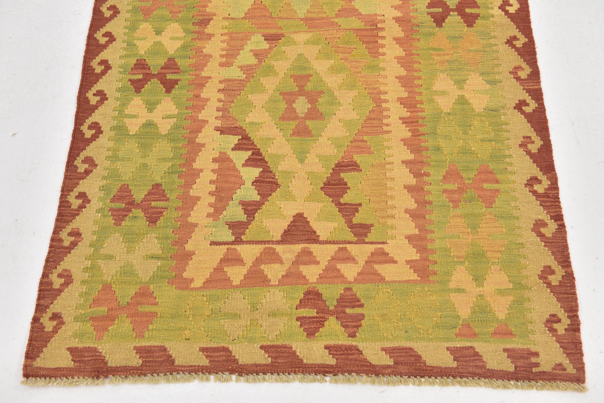 3' x 4' 4 Hand Woven Kilim Waziri Wool Rug