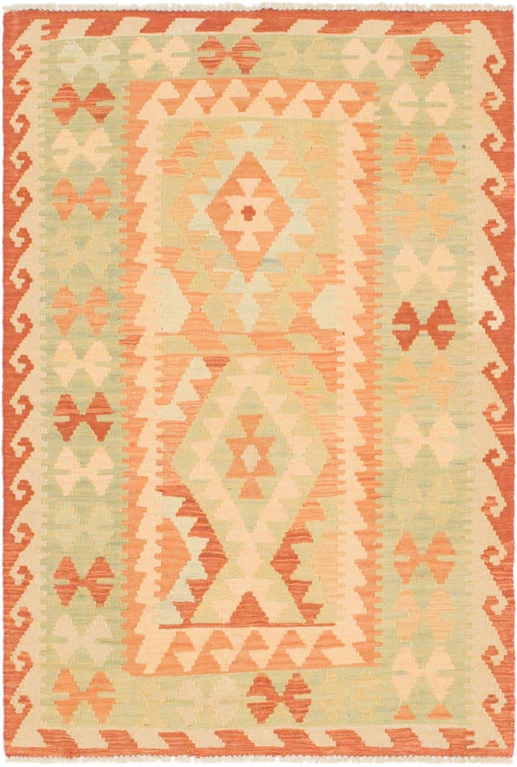 3' x 4' 4 Hand Woven Kilim Waziri Wool Rug