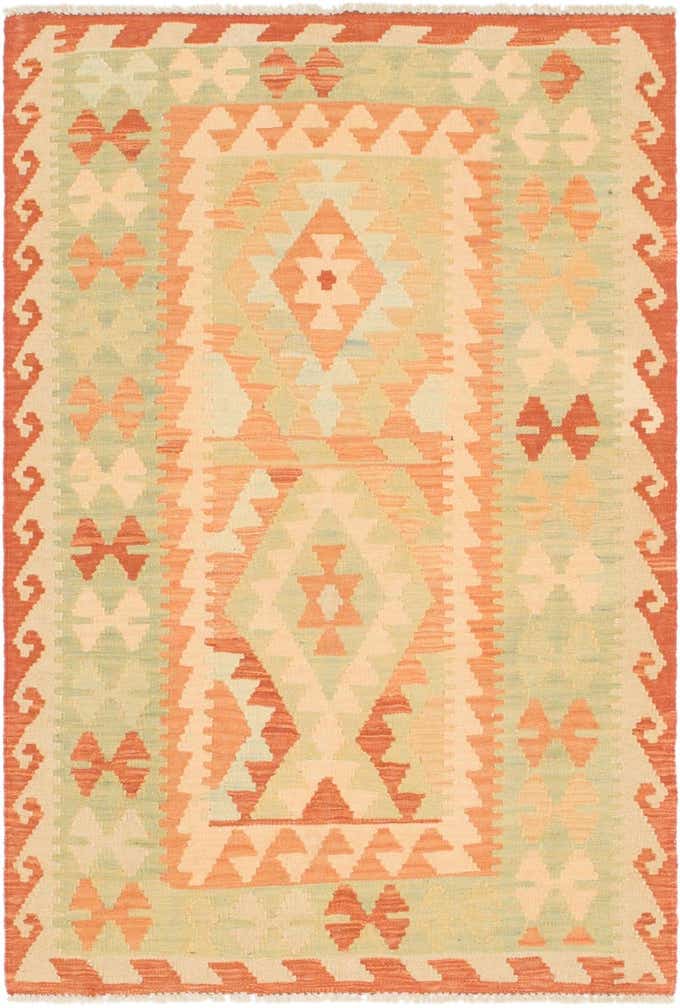 3' x 4' 4 Hand Woven Kilim Waziri Wool Rug