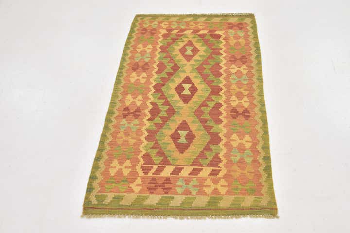 2' 6 x 4' 5 Hand Woven Kilim Waziri Wool Rug