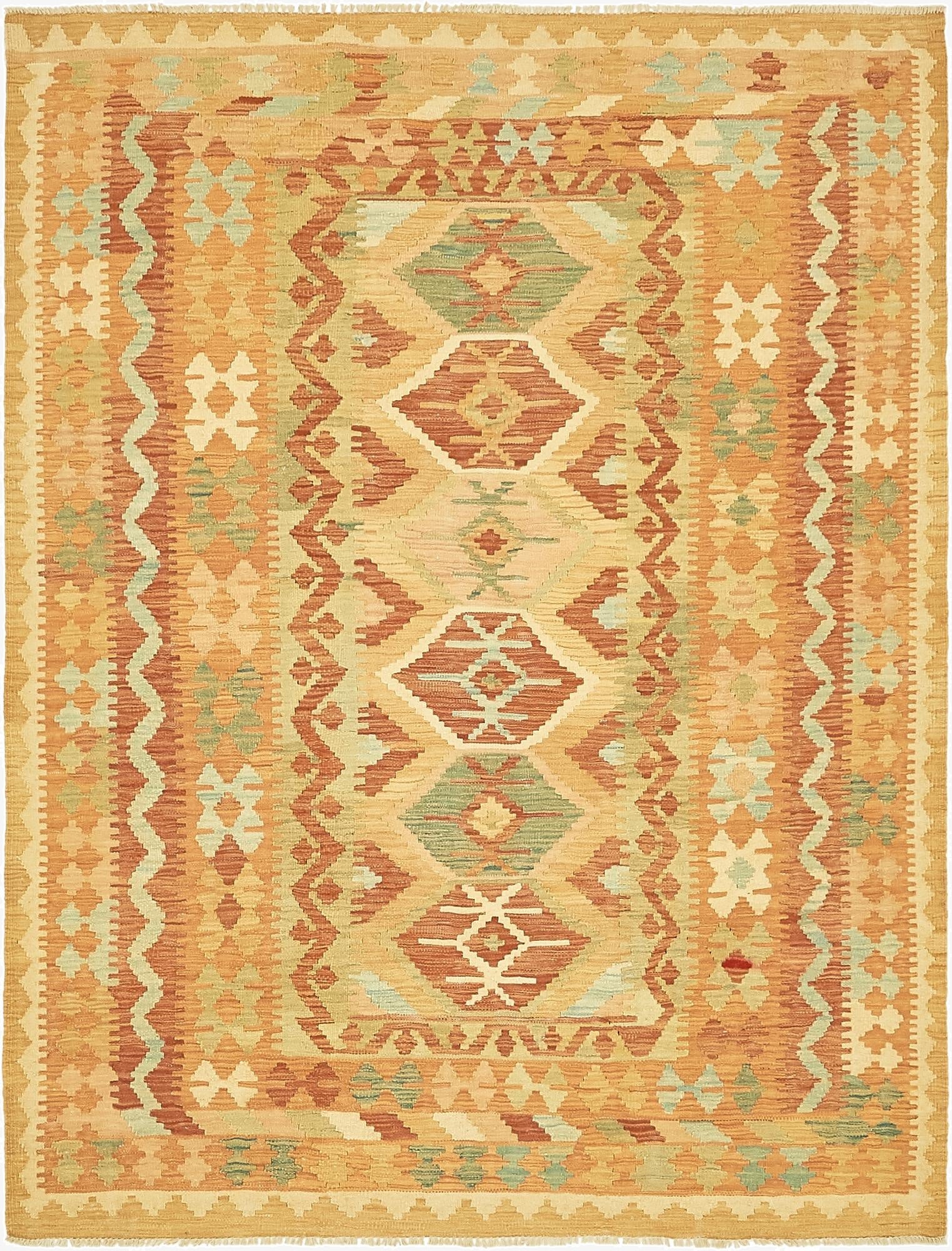 4' 10 x 6' 7  Hand Woven Kilim Waziri Wool Rug