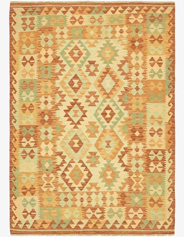 4' x 5' 9 Hand Woven Kilim Waziri Wool Rug