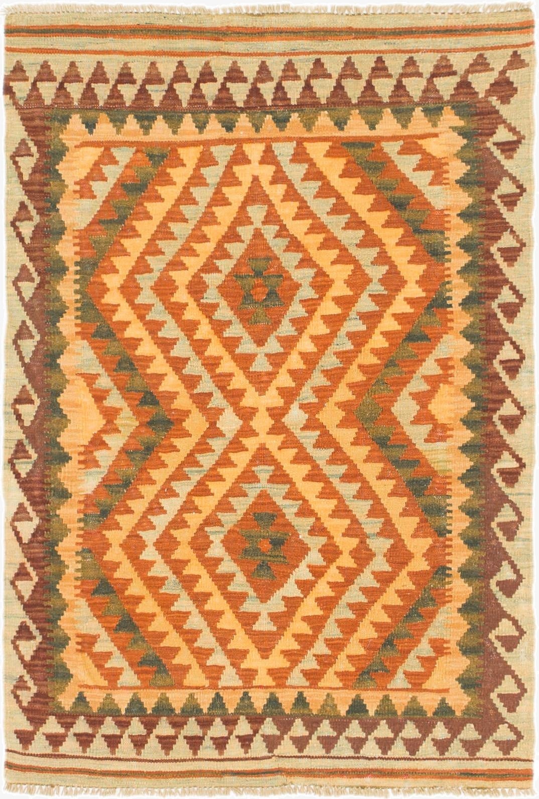 3' x 4' 5  Hand Woven Kilim Waziri Wool Rug