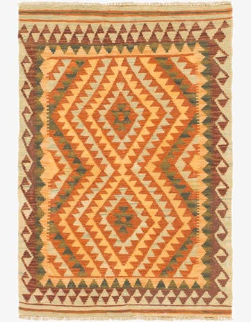 3' x 4' 5 Hand Woven Kilim Waziri Wool Rug