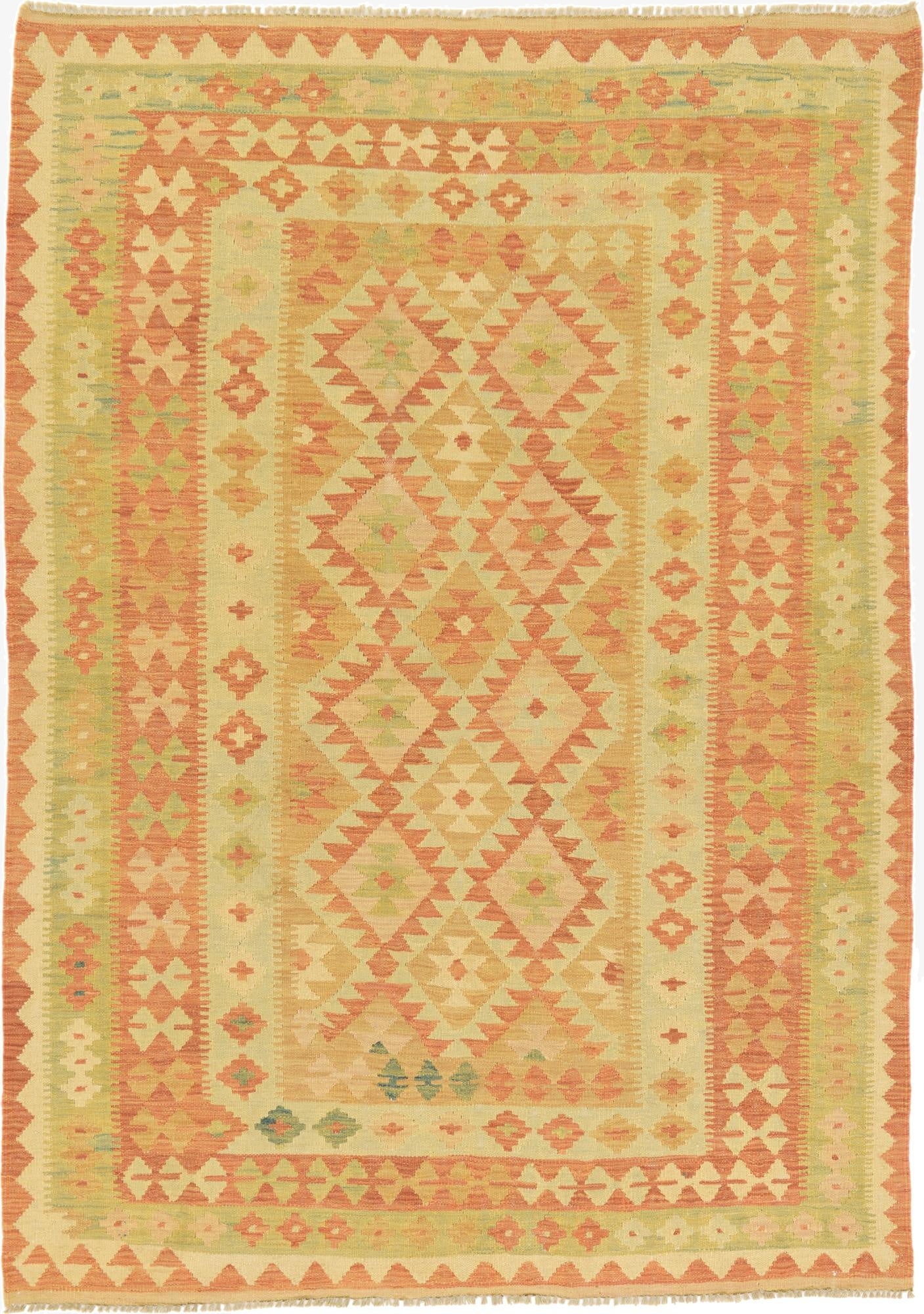 4' 8 x 6' 8  Hand Woven Kilim Waziri Wool Rug