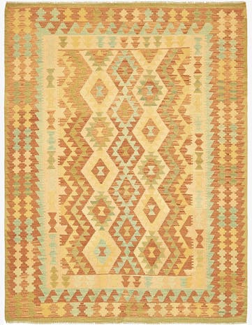5' x 6' 6 Hand Woven Kilim Waziri Wool Rug