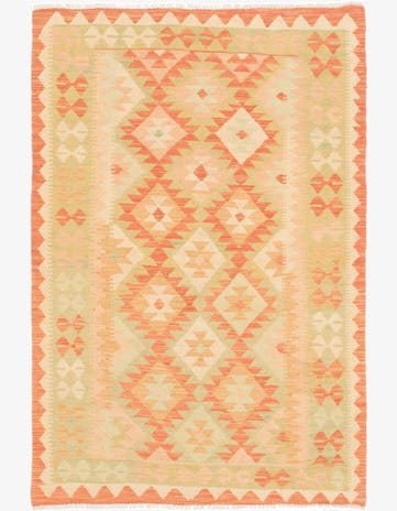 3' 3 x 4' 10 Hand Woven Kilim Waziri Wool Rug