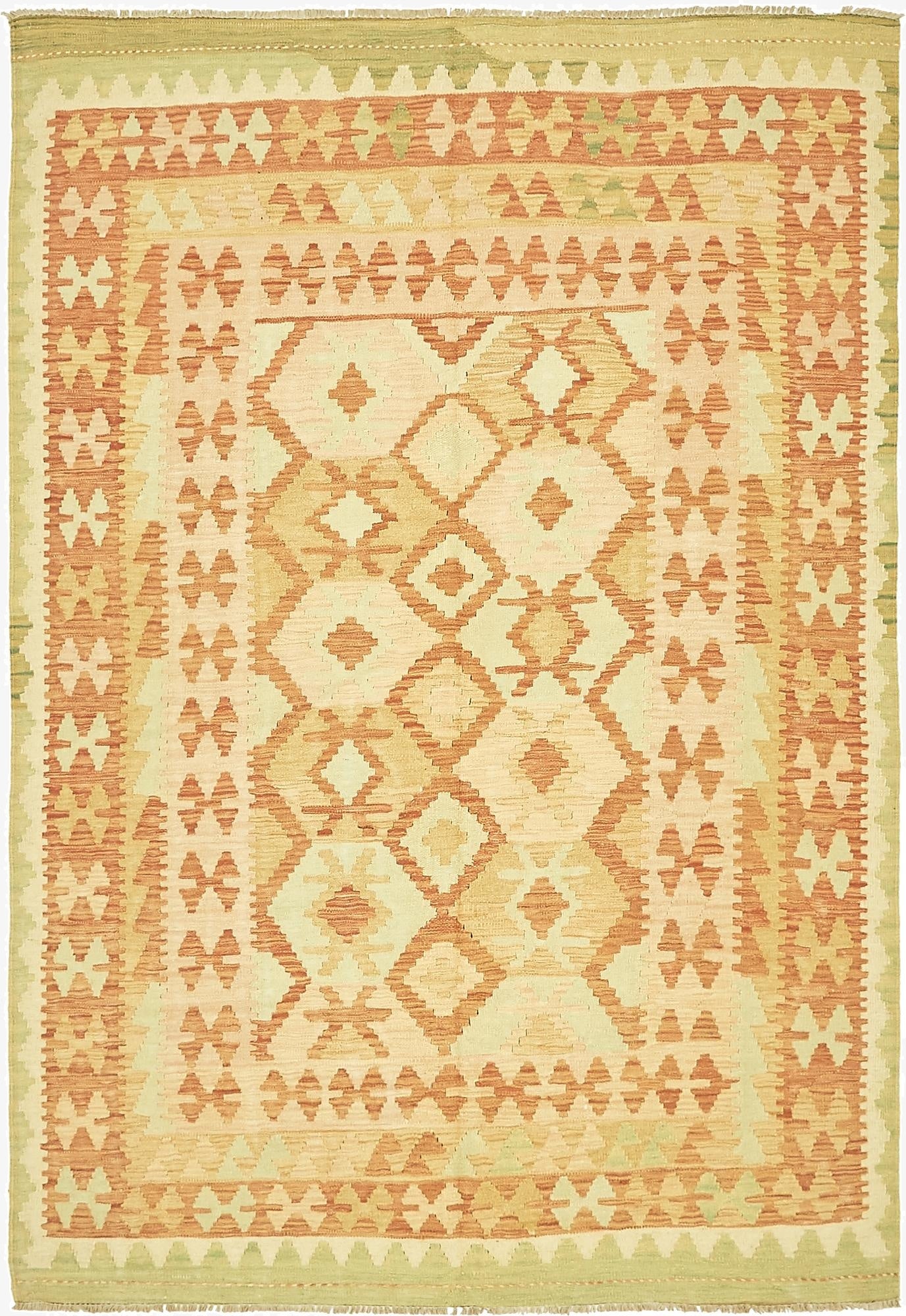 4' 8 x 6' 6  Hand Woven Kilim Waziri Wool Rug