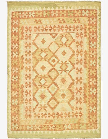 4' 8 x 6' 6 Hand Woven Kilim Waziri Wool Rug