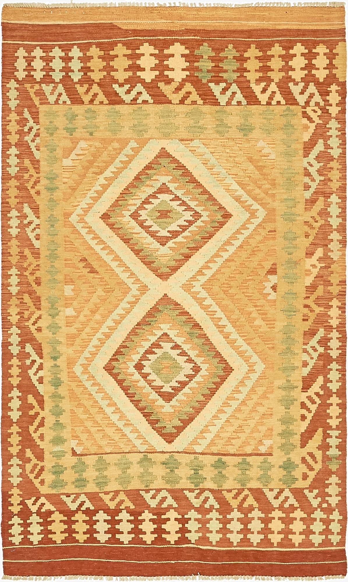 3' 6 x 6'  Hand Woven Kilim Waziri Wool Rug