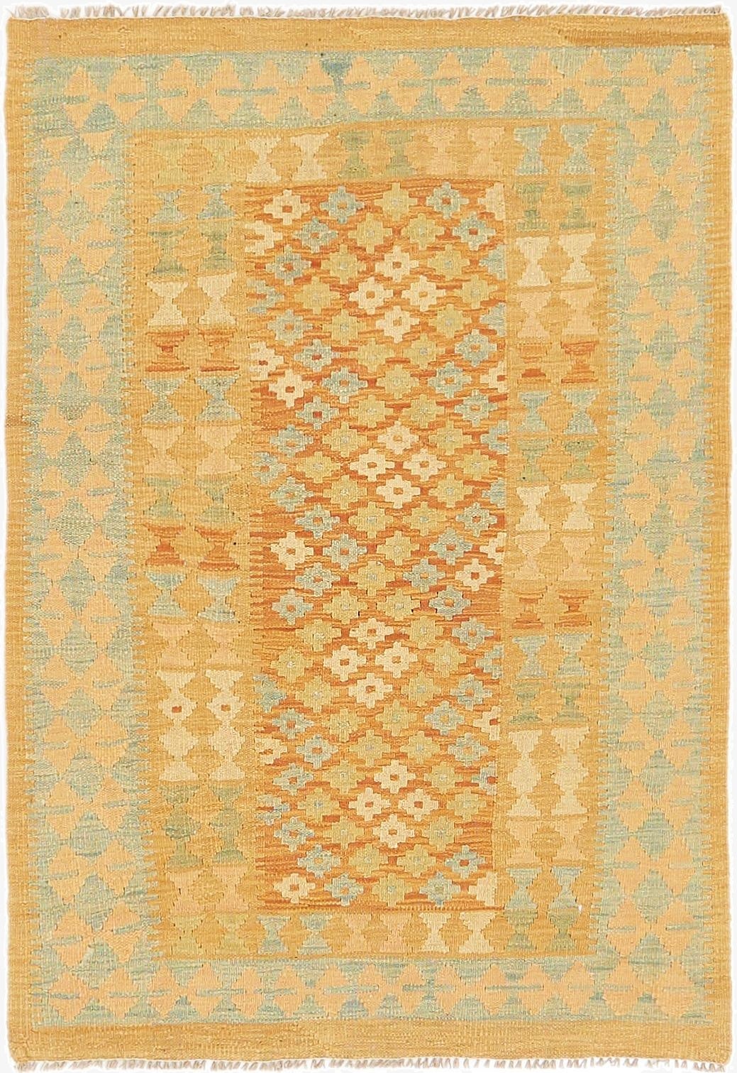 3' x 4' 4  Hand Woven Kilim Waziri Wool Rug