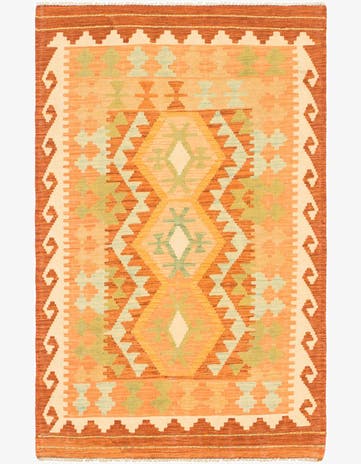 3' 2 x 5' Hand Woven Kilim Waziri Wool Rug