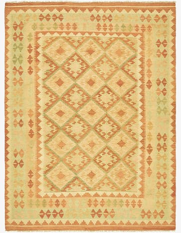 4' 10 x 6' 7 Hand Woven Kilim Waziri Wool Rug