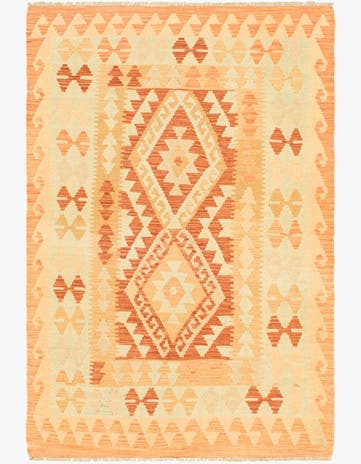 3' 3 x 4' 9 Hand Woven Kilim Waziri Wool Rug