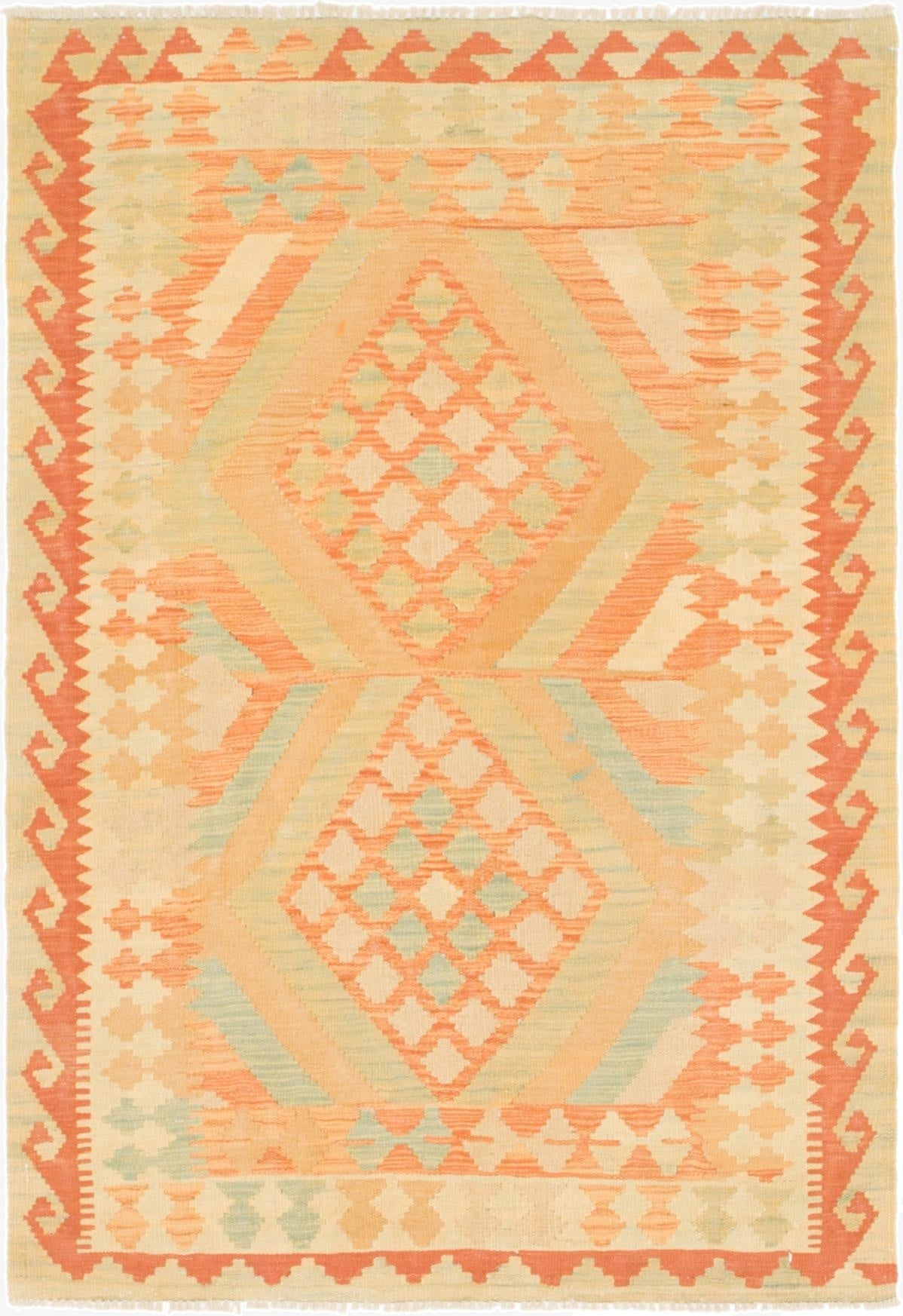 3' 3 x 5' 2  Hand Woven Kilim Waziri Wool Rug
