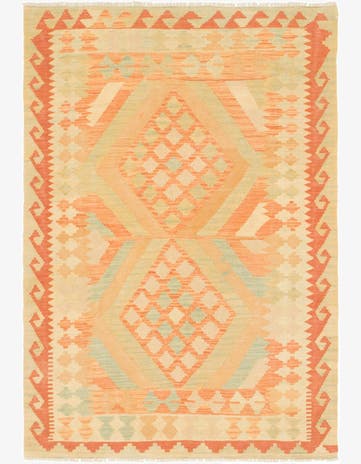 3' 3 x 5' 2 Hand Woven Kilim Waziri Wool Rug