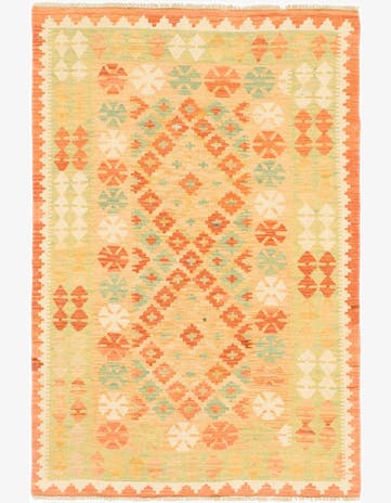 3' x 4' 8 Hand Woven Kilim Waziri Wool Rug