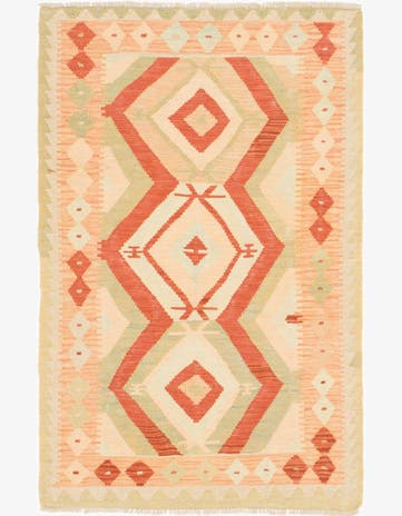 2' 9 x 4' 3 Hand Woven Kilim Waziri Wool Rug