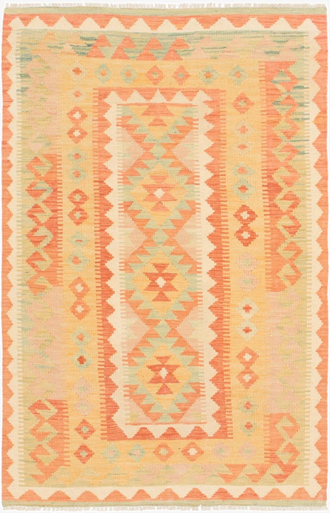 3' 3 x 4' 10  Hand Woven Kilim Waziri Wool Rug
