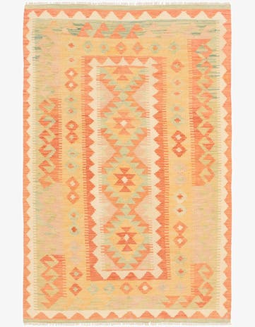 3' 3 x 4' 10 Hand Woven Kilim Waziri Wool Rug