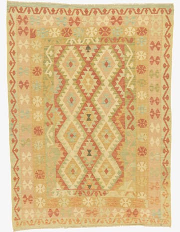 4' 10 x 6' 8 Hand Woven Kilim Waziri Wool Rug