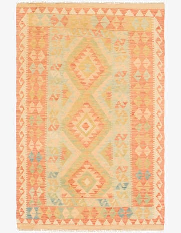 3' x 4' 9 Hand Woven Kilim Waziri Wool Rug