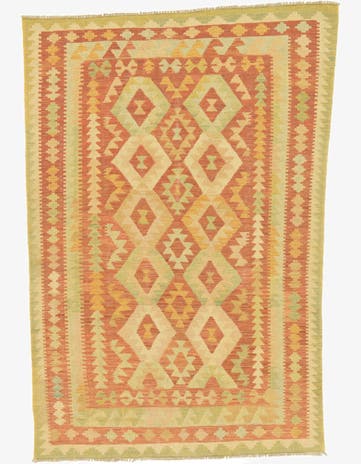 4' 6 x 6' 8 Hand Woven Kilim Waziri Wool Rug