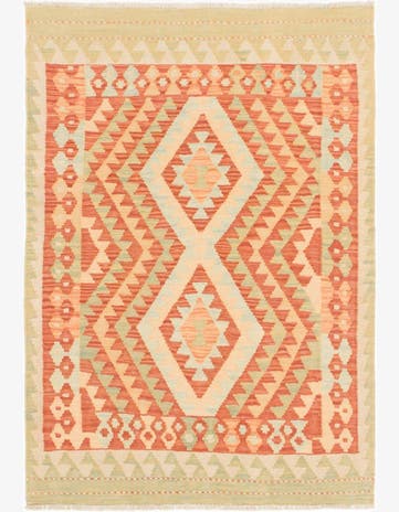 2' 10 x 4' Hand Woven Kilim Waziri Wool Rug